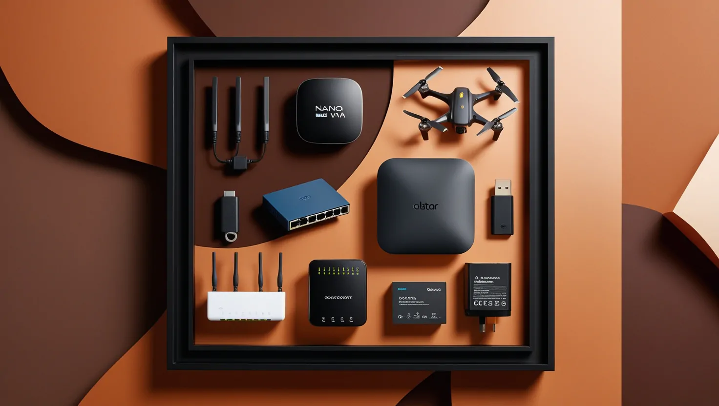 Leonardo_Phoenix_Within_a_black_square_frame_a_collection_of_h_0 Квадрокоптери, спектроаналізатори та інша радіотехніка. Інша Радіотехніка Та Прилади Для Вимірювання